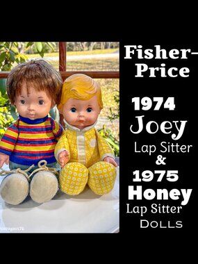 🆕VTG▪️FISHER-PRICE▪️1974 JOEY Lap Sitter & 1985 HONEY Lip Sitter Dolls Toys